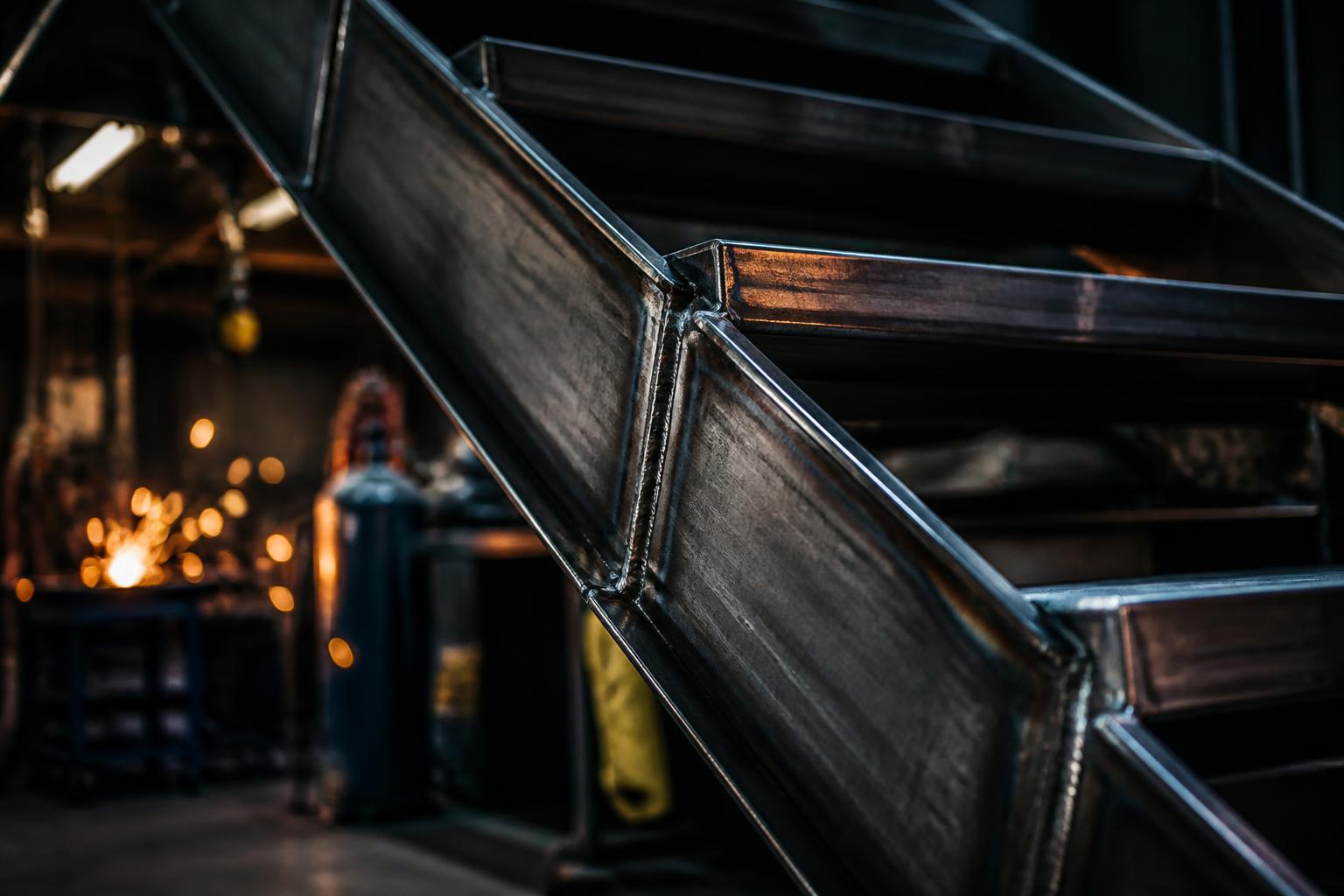 Architectural welded steel staircase